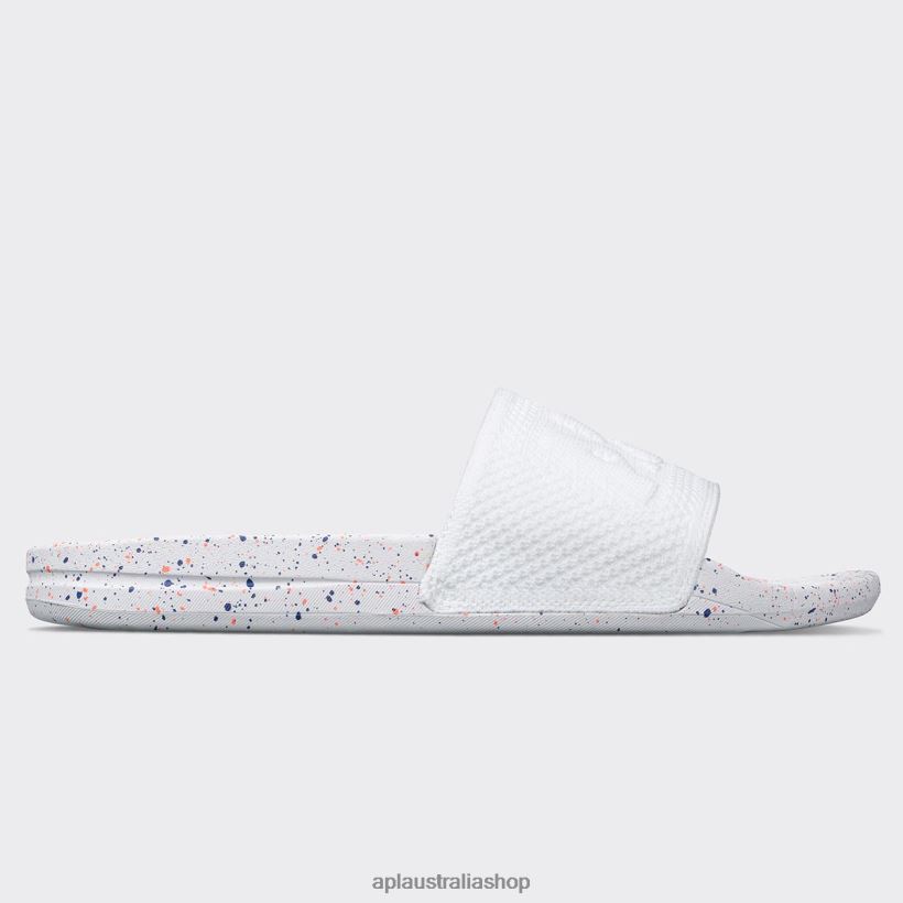 Men APL Big Logo TechLoom Slide 7 White/Impulse Red/Blue Haze Slides 80842D1038