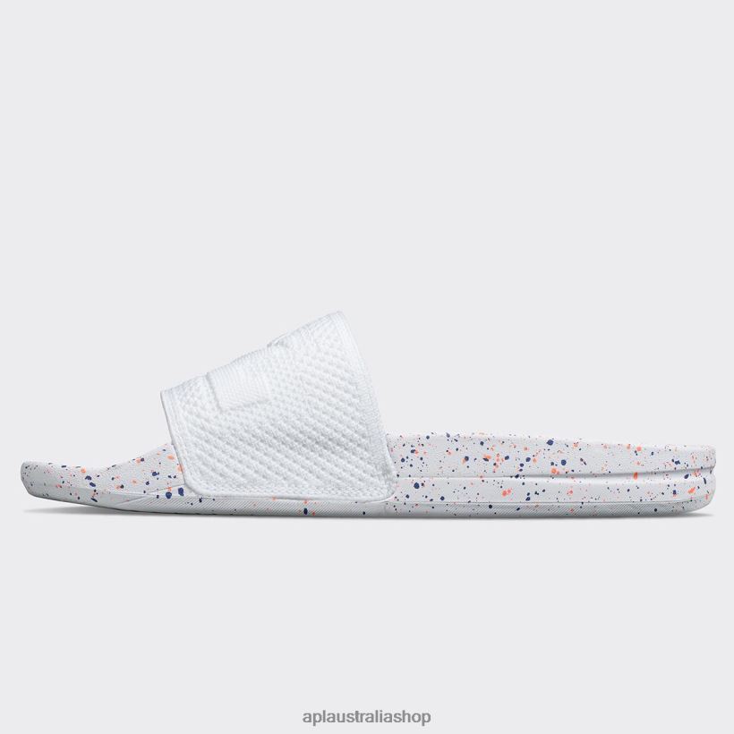 Men APL Big Logo TechLoom Slide 7 White/Impulse Red/Blue Haze Slides 80842D1038