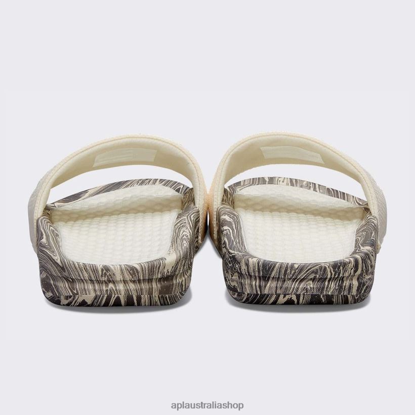 Men APL Big Logo TechLoom Slide 8 Pristine/Silver Travertine/Marble Slides 80842D1074